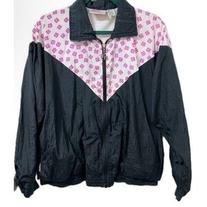 Retro 80’s Neon Windbreaker in Black/Pink